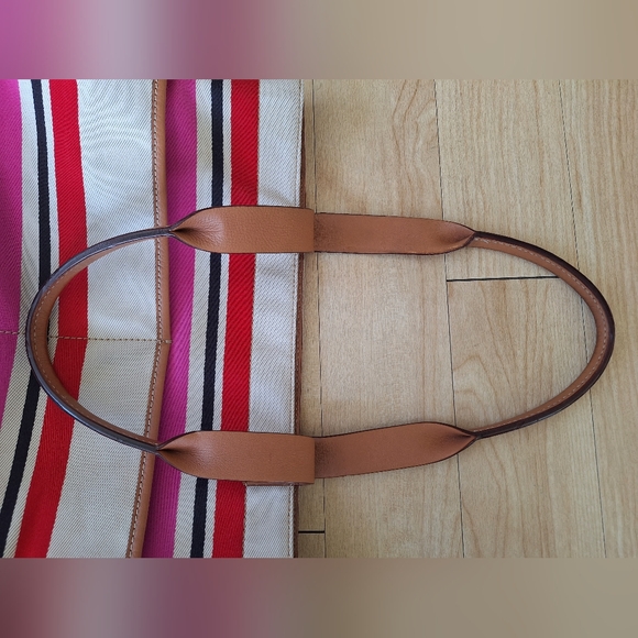 Kate Spade New York Oak Island Stripe tote bag 17 x 11 BEAUTIFUL PINK BAG - Picture 8 of 16